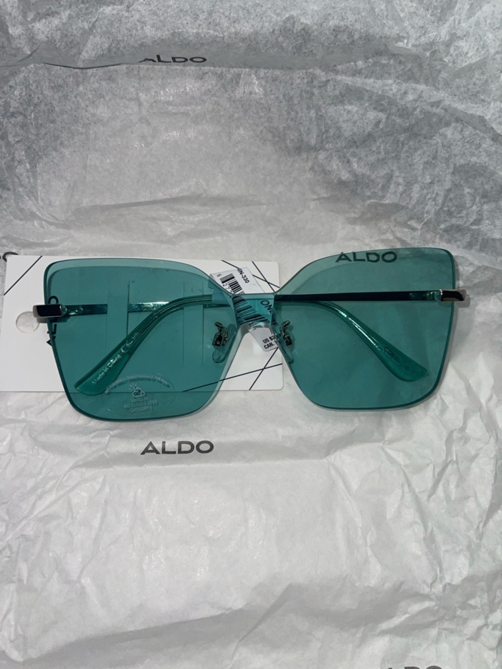 ALDO Teal Rimless Square Sunglasses